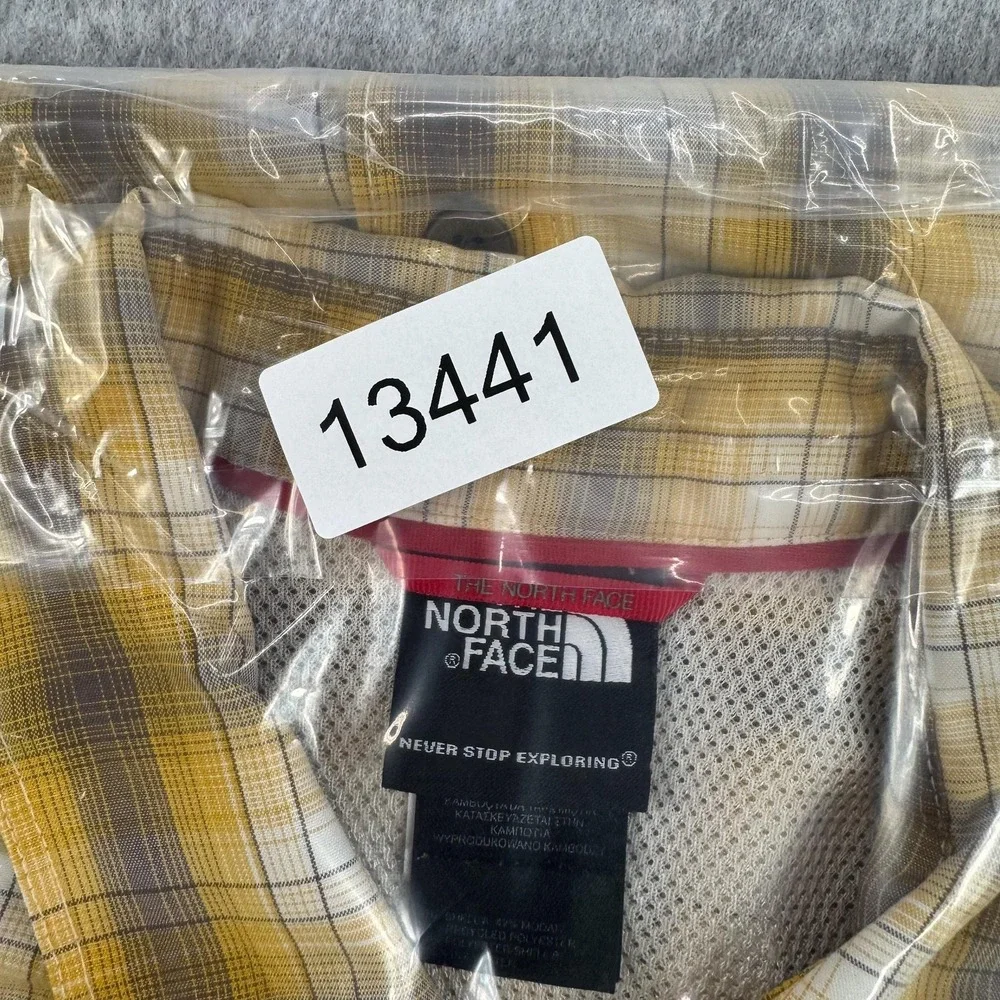 The North Face Shirt Mens Medium Yellow Plaid Short Sleeve Hiking Outdoor Camp